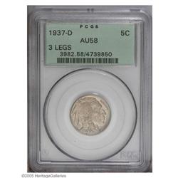 1937-D 5C Three-Legged AU58 PCGS. The amount of luster 1937-D[5C] Three-Legged AU58 PCGS.