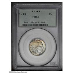 1914 5C PR65 PCGS. Violet, gold, lavender, and powder- 1914[5C] PR65 PCGS.