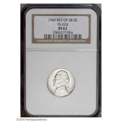 1940 5C Reverse of 1938 PR67 NGC. FS-24. Brilliant whi 1940[5C] Reverse of 1938 PR67 NGC.