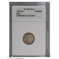 1800 H10C --Damaged, Cleaned--ANACS. XF Details. V-1, L 1800[H10C]--Damaged, Cleaned--ANACS. XF Deta