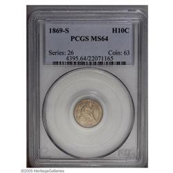 1869-S H10C MS64 PCGS. Variegated golden color lies at 1869-S[H10C] MS64 PCGS.