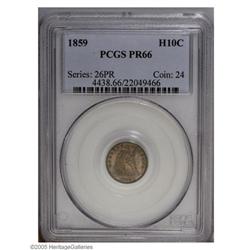 1859 H10C PR66 PCGS. Lavish aquamarine and rose-red co 1859[H10C] PR66 PCGS.