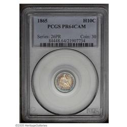 1865 H10C PR64 Cameo PCGS. Concentric circles of cobal 1865[H10C] PR64 Cameo PCGS.