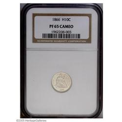 1866 H10C PR65 Cameo NGC. Near Deep Cameo contrast wit 1866[H10C] PR65 Cameo NGC.