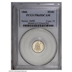 1866 H10C PR65 Deep Cameo PCGS. Breen-3118, Repunched 1866[H10C] PR65 Deep Cameo PCGS.