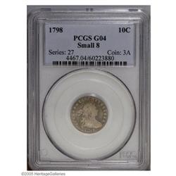 1798 10C Small 8 Good 4 PCGS. JR-3, R.5. Natural light 1798[10C] Small 8 Good 4 PCGS.