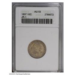1807 10C AU53 ANACS. JR-1, R.2. Medium apricot and pow 1807[10C] AU53 ANACS.