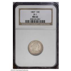 1807 10C MS62 NGC. JR-1, R-2. The only known die pairi 1807[10C] MS62 NGC.