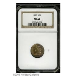 1830 10C Medium 10C MS64 NGC. JR-8, R.3. Pleasing apri 1830[10C] Medium 10C MS64 NGC.