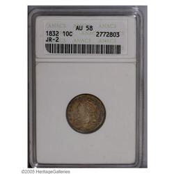 1832 10C AU58 ANACS. JR-2, R.2. Beautiful golden-brown 1832[10C] AU58 ANACS.