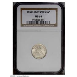 1838 10C Large Stars MS68 NGC. Variety 106. Cracked Ob 1838[10C] Large Stars MS68 NGC.