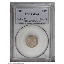1841 10C MS63 PCGS. Rose, gray, and olive-green colore 1841[10C] MS63 PCGS.