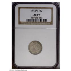 1842-O 10C AU50 NGC. Medium-gray color with no signifi 1842-O[10C] AU50 NGC.