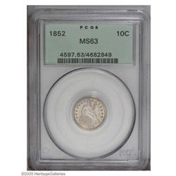 1852 10C MS63 PCGS. While not readily evident, pastel 1852[10C] MS63 PCGS.