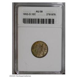 1852-O 10C AU58 ANACS. A relatively low mintage O-mint 1852-O[10C] AU58 ANACS.