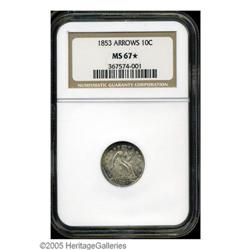 1853 10C Arrows MS67 S NGC. 1853[10C] Arrows MS67 [S NGC.