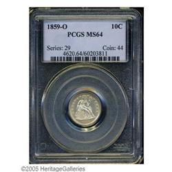 1859-O 10C MS64 PCGS. Seated Dime production at the N 1859-O[10C] MS64 PCGS.