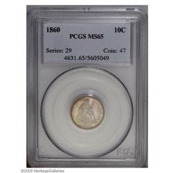 1860 10C MS65 PCGS. The initial P-mint issue with Lege 1860[10C] MS65 PCGS.