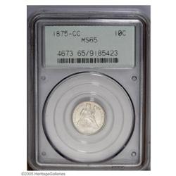 1875-CC 10C Mintmark Above Bow MS65 PCGS. Sharply stru 1875-CC[10C] Mintmark Above Bow MS65 PCGS.