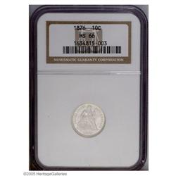 1876 10C MS66 NGC. Type One Reverse. A brilliant and s 1876[10C] MS66 NGC.
