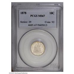 1878 10C MS67 PCGS. A scarcer issue in all the better 1878[10C] MS67 PCGS.