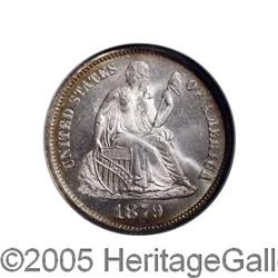 1879 10C MS67 S NGC. First year of reduced production 1879[10C] MS67 [S NGC.