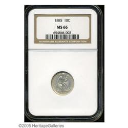 1885 10C MS66 NGC. This impressive and brilliant premi 1885[10C] MS66 NGC.
