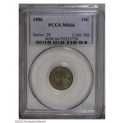 1886 10C MS66 PCGS. A visual feast of color, this piec 1886[10C] MS66 PCGS.