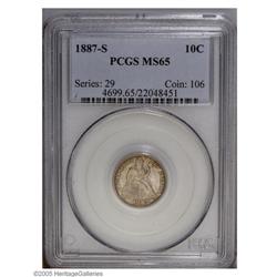 1887-S 10C MS65 PCGS. The luster is superb only minor 1887-S[10C] MS65 PCGS.