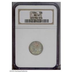 1890 10C MS67 NGC. The 1890 dime is somewhat available 1890[10C] MS67 NGC.