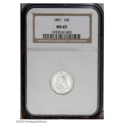 1891 10C MS65 NGC. A brilliant and highly lustrous fi 1891[10C] MS65 NGC.