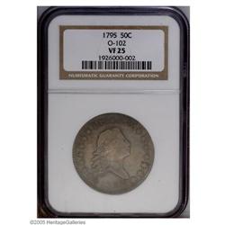 1795 50C 2 Leaves VF25 NGC. O-102, R.5. Deep gray with 1795[50C] 2 Leaves VF25 NGC.