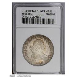 1805 50C --Cleaned--ANACS. XF Details, Net VF30. O-112, 1805[50C]--Cleaned--ANACS. XF Details, Net V