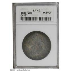 1805 50C XF40 ANACS. O-111, R.3. Dark gray and iridesc 1805[50C] XF40 ANACS.