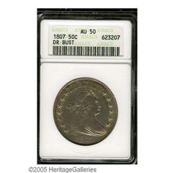 1807 50C Draped Bust AU50 ANACS. O-110, R.2. The first 1807[50C] Draped Bust AU50 ANACS.