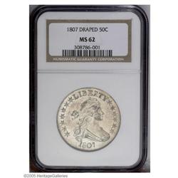 1807 50C Draped Bust MS62 NGC. O-105, R.2. Frosty and 1807[50C] Draped Bust MS62 NGC.