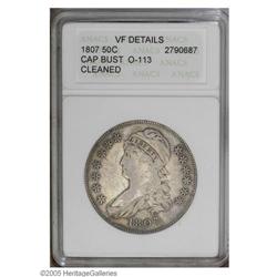 1807 50C Capped Bust, Large Stars VF Details, Cleaned, 1807[50C] Capped Bust, Small Stars VF Details