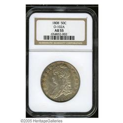 1808 50C AU55 NGC. O-102a, R.2. The centers are silver 1808[50C] AU55 NGC.