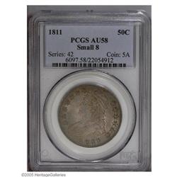 1811 50C Small 8 AU58 PCGS. Light to medium gray surfa 1811[50C] Small 8 AU58 PCGS.