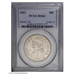 1812 50C MS62 PCGS. O-104, R.1. This coin is bright an 1812[50C] MS62 PCGS.