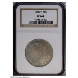 1818/7 50C Large 8 MS62 NGC. O-103, High R.3. This mid 1818/7[50C] Large 8 MS62 NGC.