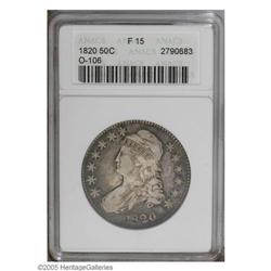 1820 Square Base, No Knob 2, Large Date Fine 15 ANACS 1820[50C] Square Base No Knob 2, Large Date Fi