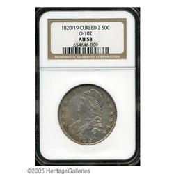 1820/19 50C Curl Base 2 AU58 NGC. O-102, R.1. Any 1820 1820/19[50C] Curl Base 2 AU58 NGC.