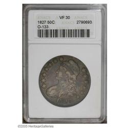 1827 50C Square Base 2 VF30 ANACS. O-133, R.4. A scarc 1827[50C] Square Base 2 VF30 ANACS.