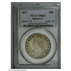 1827 50C Square Base 2 MS63 PCGS. Pop: (P 89/71, N 88/ 1827[50C] Square Base 2 MS63 PCGS.