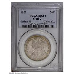 1827 50C Curl Base 2 MS64 PCGS. O-147, R.4. In 1827, t 1827[50C] Curl Base 2 MS64 PCGS.