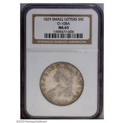 1829 50C MS65 NGC. O-108a, R.3. A creamy, thoroughly o 1829[50C] Small Letters MS65 NGC.