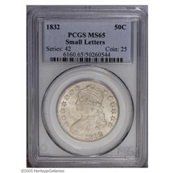 1832 50C Small Letters MS65 PCGS. O-110, R.1. Booming 1832[50C] Small Letters MS65 PCGS.