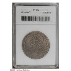1833 50C VF25 ANACS. O-102, R.1. A pleasing Capped Bus 1833[50C] VF25 ANACS.