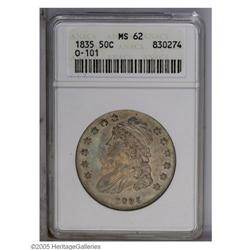 1835 50C MS62 ANACS. O-101, R.1. Luminous powder-blue, 1835[50C] MS62 ANACS.